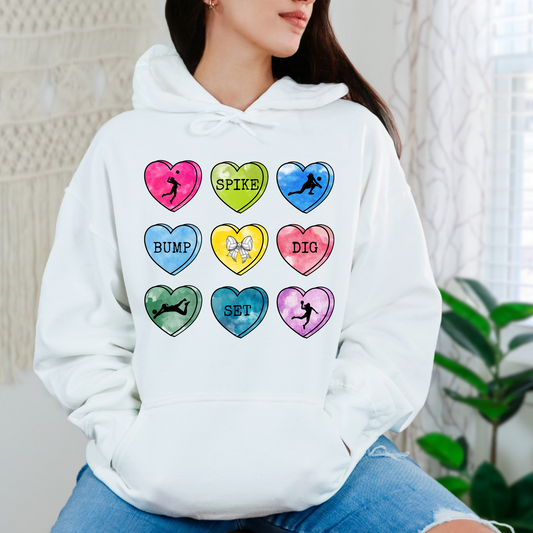 Volleyball Candy Heart Hoodie