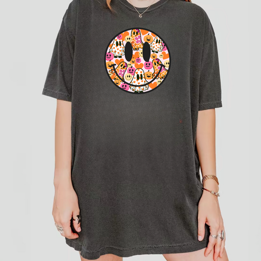 Ghost and Pumpkin Halloween Happy Face Shirt
