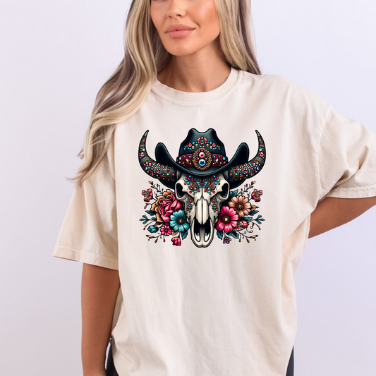 Western Boho Bull Skull Shirt Comfort Colors