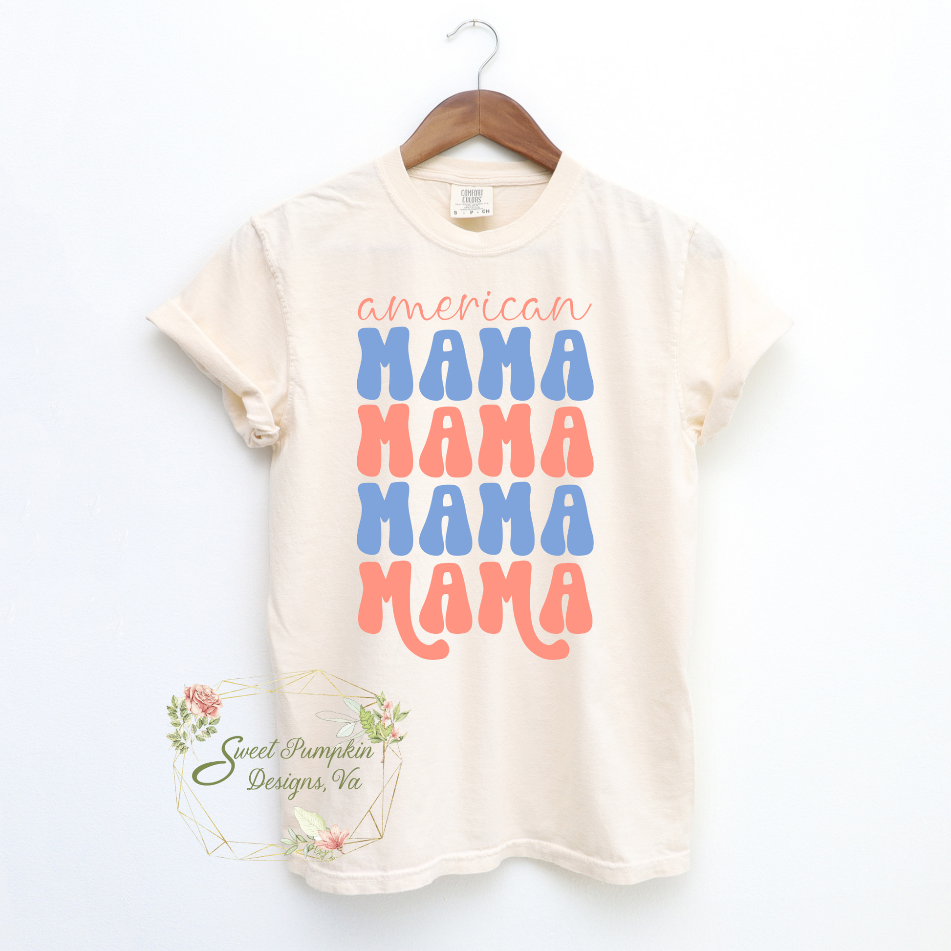  Retro Patriotic "American Mama" T-Shirt - Perfect for Summer, Memorial Day, and 4th of July