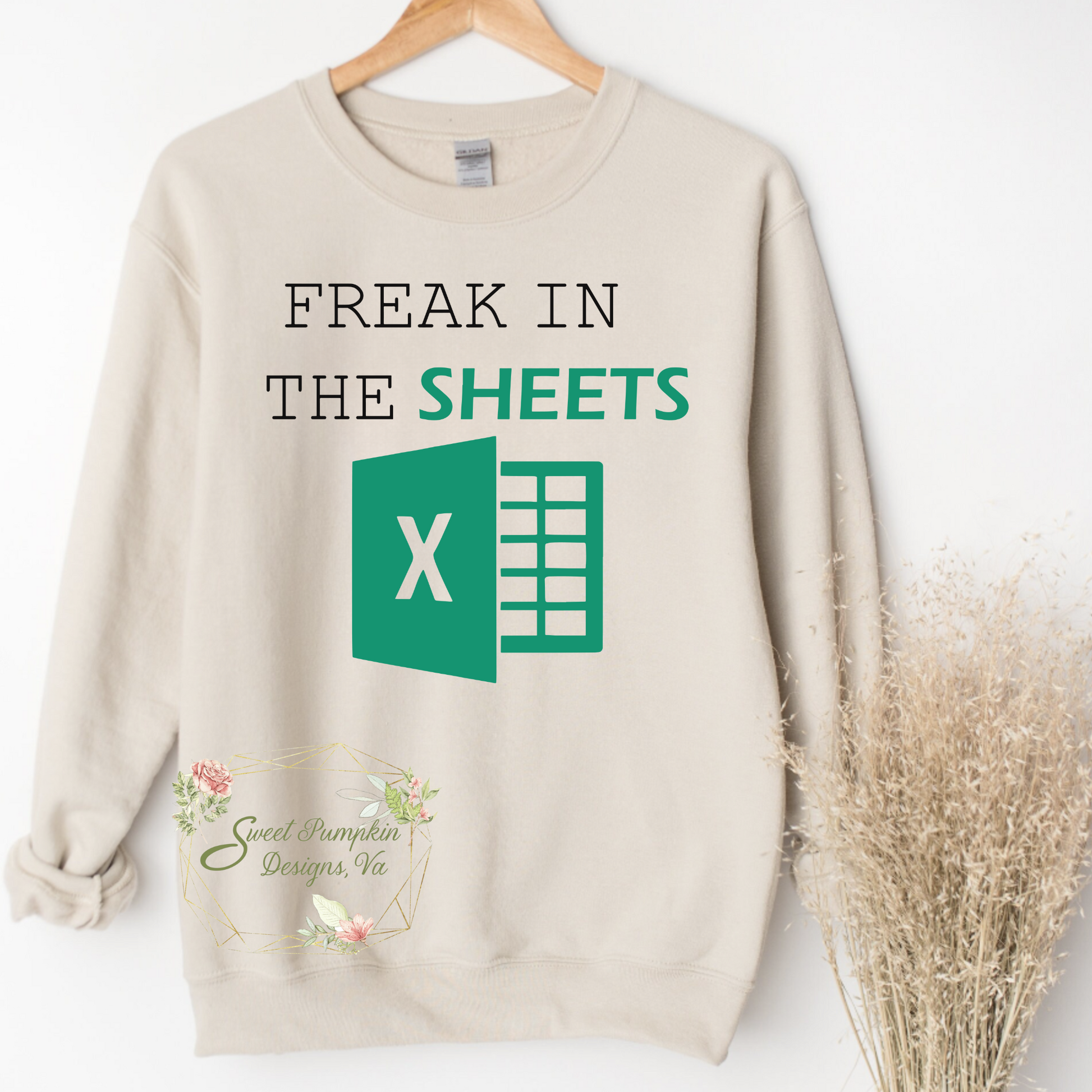 Looking for a funny and unique gift for your favorite data analyst or Excel enthusiast? Check out our "Freak in the Sheets" crewneck sweatshirt! This humorous sweatshirt is the perfect way to add some Excel spreadsheet humor to your wardrobe.  Whether you're looking for a fun way to show off your love for data analysis or just want to make your coworkers laugh, our "Freak in the Sheets" sweatshirt is the perfect choice.